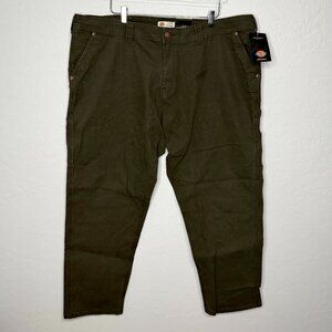 Dickies Relaxed Fit Stretch Carpenter Green Straight Leg Pants Size 24W #76